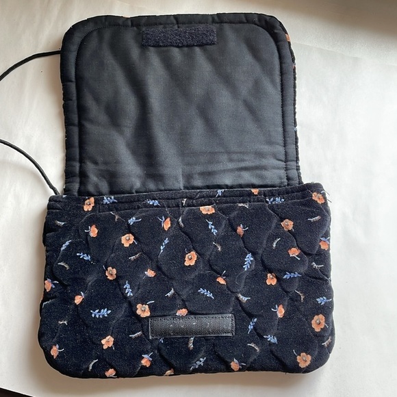 Cottagecore Quilted Floral Purse Black Velour Strap Soft Boho New Beginnings - Picture 6 of 12